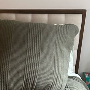 West Elm Dark Olive Green Queen Duvet Cover